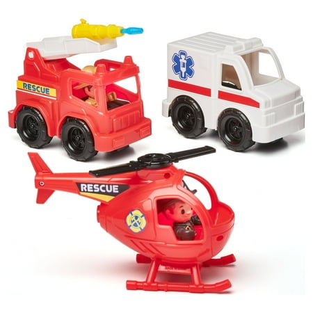 Kid Connection Fire Station Emergency Vehicle Playset with Light & Sound. 31 Pieces, Toddler Toys, Age 3+