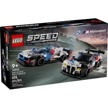 LEGO Speed Champions BMW M4 GT3 & BMW M Hybrid V8 Race Cars, BMW Toy for Kids with 2 Buildable Models and 2 Driver Minifigures, Car Toy Birthday Gift Idea for Boys and Girls Ages 9 and Up, 76922