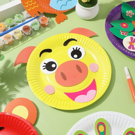 1 Set Arts and Crafts for Kids, Toddler Crafts Animal Paper Plate Art Kit Gift for 3 4 5 6 Year Old Boys Girls DIY Kids Crafts