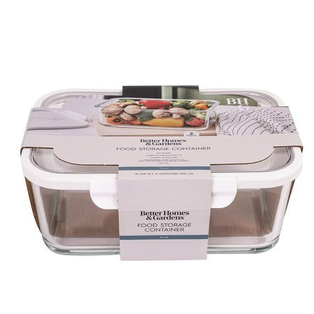 Better Homes & Gardens 10Cup Rectangle Glass Food Storage Container with Tritan Lid. Set of 1, 2 Pieces