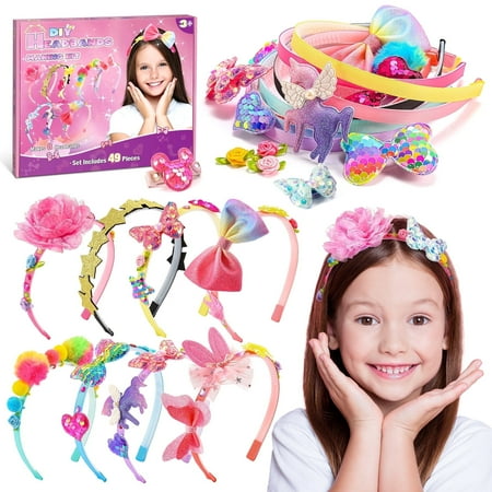 Superwinky DIY Headbands Making Kit for Girls, Hair Accessories Set for Girls 8-12, Arts and Crafts for Kids Ages 4-6, Birthday Gifts for 6 7 8 9 10 Year Old Girls