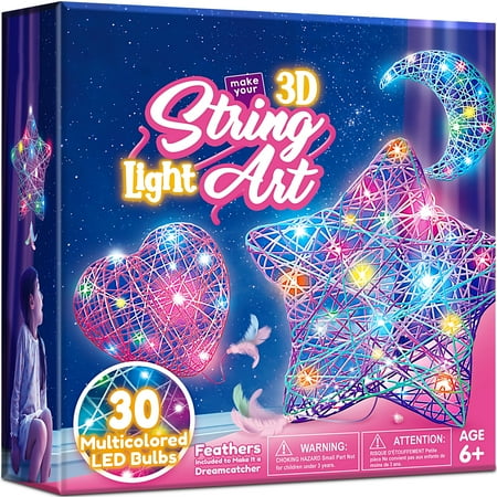 Joyfy 3-Pack 3D String Art Kit for Kids - with 30 Multicolor LED Bulbs Crafts, Birthday Christmas Gifts for Girls Ages 6-12