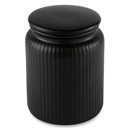 Thyme & Table Medium (815mL) Ceramic Ribbed Kitchen Organization Jar, Black