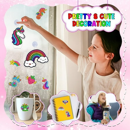 SUNNYPIG Unicorns Gifts for Girls 4 5 6 7 8 9 10 Year Old Girl Birthday Gift: Arts and Crafts for Kids 4-6 Painting Sticker Kits Girls Toys Age 6-8 Gem Toy for 5 6 7 8 9 Year Old Girls Room Decor