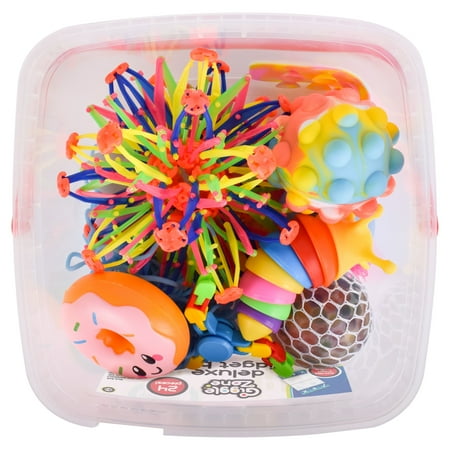 Fidget Box - 24 Sensory Toys with Storage Container, Stress Relief for Kids and Adults - Giggle Zone