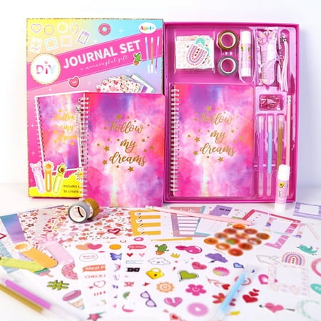 Sytle-Carry DIY Journal Kit for Girls, Journaling Arts Craft Kit, Scrapbook & Diary Supplies Set, Gifts for Girls Age of 8 9 10 11 12 13 Years Old and Up
