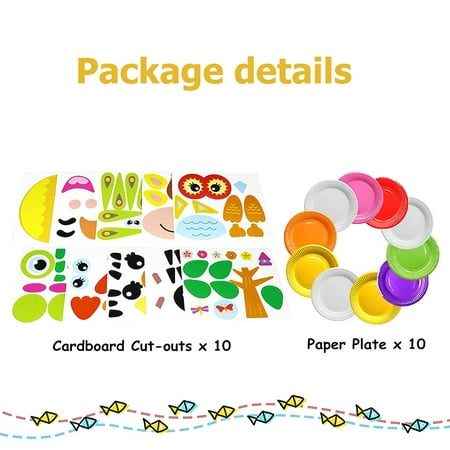 SAYLITA 10Pcs Toddler Crafts Paper Plate Art Kit Arts and Crafts for Kids Boys Girls Preschool Easy Animal Plate Craft DIY Projects Supply Kit Creative Home Activity Craft Party Groups Gift