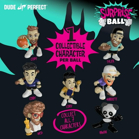 Dude Perfect Surprise Ball for Kids with 5 Toys + Sticker Pack, Unwrap Hidden Prizes and a Mystery Character, Collect All 7 Characters, Game for All Ages