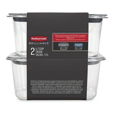 Rubbermaid Brilliance 4.7 Cup Medium Stain-Proof Food Storage Container, Set of 2