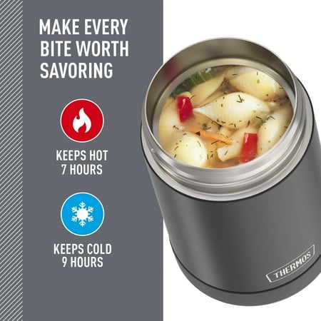 Thermos 16oz Insulated Food Jar with Folding Spoon, Matte Black
