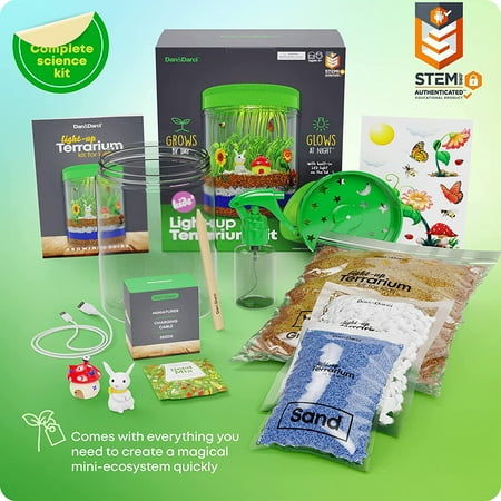 Dan&Darci Light-up Terrarium Kit for Kids - Science Kits, Gardening Gifts, Children Toys