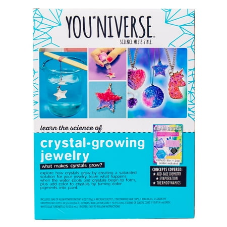 YOUniverse Multi-Color Crystal-Growing Jewelry Stem Activity Kit, Boys and Girls, Child, Ages 8+
