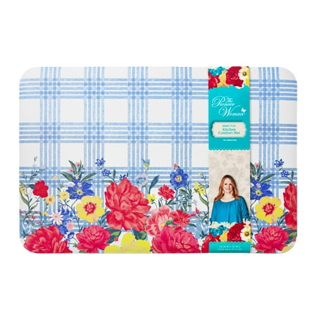 The Pioneer Woman Bouquet Plaid Kitchen Comfort Floor Mat, Multicolor, 20"W x 30"L
