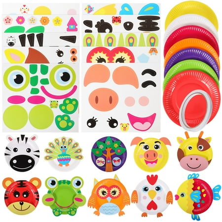 1 Set Arts and Crafts for Kids, Toddler Crafts Animal Paper Plate Art Kit Gift for 3 4 5 6 Year Old Boys Girls DIY Kids Crafts