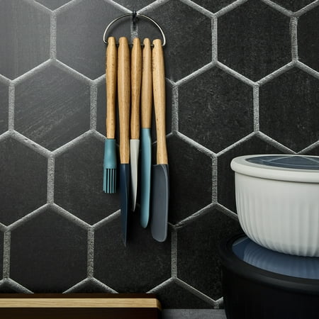 Thyme & Table 5-Piece Silicone Kitchen Utensil Set with Beechwood Handles