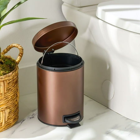 Better Homes & Gardens Bronze SS 1.3 Gallon Metal Bathroom Waste BasketBronze,