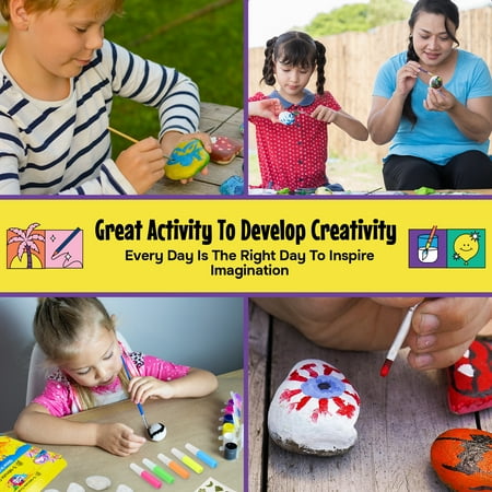 5-Minute Crafts Rock Painting Paint Kit Glow in the Dark Stone Coloring Arts and Crafts Kids Ages 6+