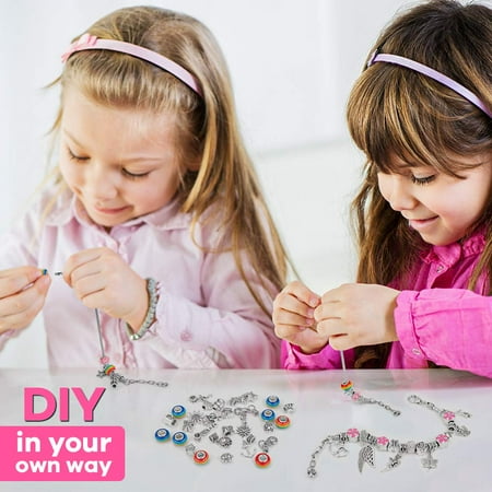 SUNNYPIG Jewellery Charm Making Set for 6 Year Old Girl Friendship Bracelet Making Kit for Kids Age 7 8 9 10 Girls Gifts for 7 8 9 10 Year Old Toy for 6-12 Year Old Teenage Girls Birthday Gifts