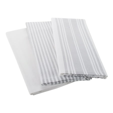 Better Homes & Gardens Soft Silver Cotton Woven Dual-Purpose Oversized Kitchen Towels 3 Pack