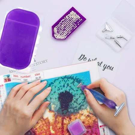 ZYNERY 18 Pcs Diamond Painting Pens Kit, Metal Tips & Resin Drill Pens, Diamond Painting Tools Accessories with Anti-slip Mat, Tray, Clay - Ideal for DIY Craft, Diamond Art Lover & Beginner (Purple)