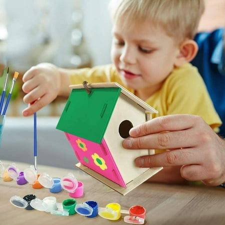 2 Set DIY Bird House Wind Chime Kits, Birdhouse Kit Crafts for Kids Ages 4-12, Build and Paint Birdhouses Wooden Arts Kits, Outdoor toys, Ideal Birthday, Children's Day ,Christmas Gifts for Kids