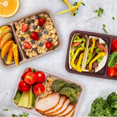 Bentgo? Prep 2-Compartment Containers - 20-Piece Meal Prep Kit with 10 Trays & 10 Custom-Fit Lids - Durable Microwave, Freezer, Dishwasher Safe Reusable BPA-Free Food Storage Containers- Blush Pink, N/A