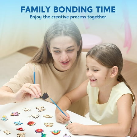 Joyfy Fantasy Wooden Magnets Painting Art & Craft Kit, 12 Piece for Kids Toddler Age 3+