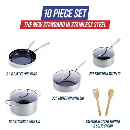 Blue Diamond HD Stainless Steel Clad Pro 10-Piece Set