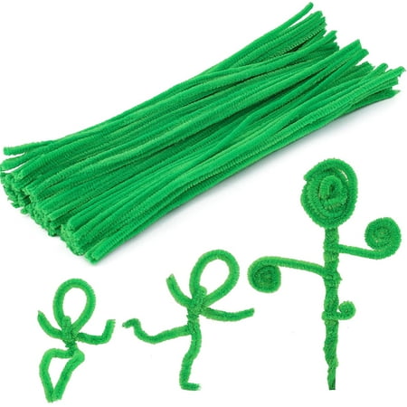 100 Pieces Pipe Cleaners Chenille Stem, Solid Color Pipe Cleaners Set for Pipe Cleaners DIY Arts Crafts Decorations, Chenille Stems Pipe Cleaners (Fruit Green), Green