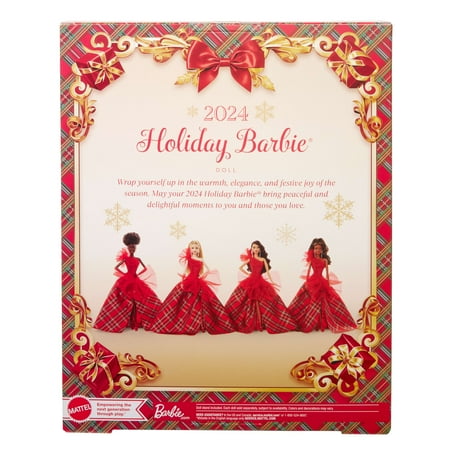Barbie 2024 Holiday Barbie Dolls, Seasonal Collector Gift, Barbie Signature, Plaid Gown with Red Bow