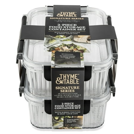 Thyme & Table 2 Pack of 5 Cup Food Storage Containers, Clear