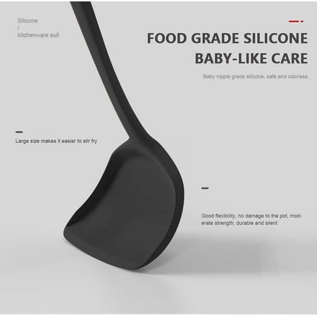 Black Silicone Cooking Utensils Set - 446?F Heat Resistant Kitchen Utensils,Turner Tongs,Spatula,Spoon,Brush,Whisk,Kitchen Utensil Gadgets Tools Set for Nonstick Cookware,Dishwasher Safe (BPA Free)