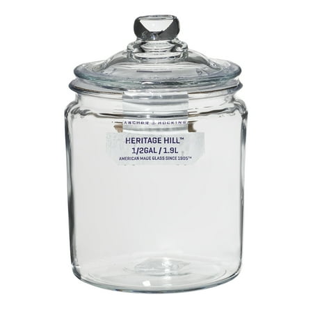 Anchor Hocking Heritage Hill Glass Jar with Lid, 1/2 GallonHalf-Gallon, Set of 1,