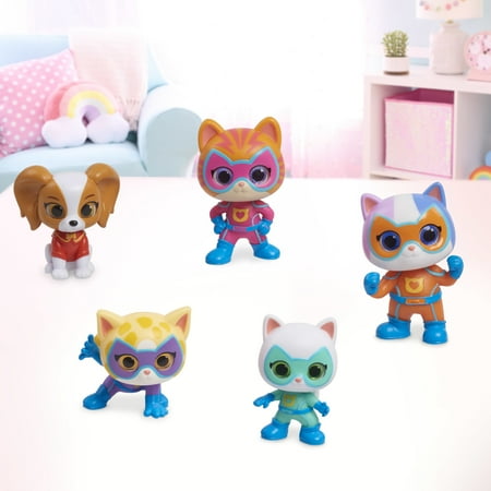 Disney Junior SuperKitties Hero Squad 5-Piece Figure Set, Kids Toys for Ages 3 up