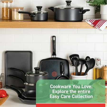 T-fal Easy Care 12-Piece Non-Stick Cookware Set, Pots and Pans, GreyGray,