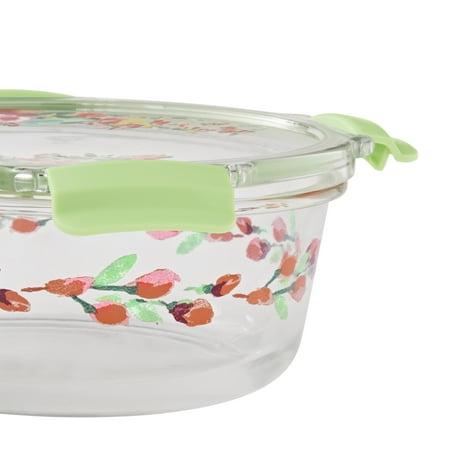 The Pioneer Woman Painted Meadow Round Glass Food Storage Containers with Tritan Lid. Set of 4, 8 Pieces