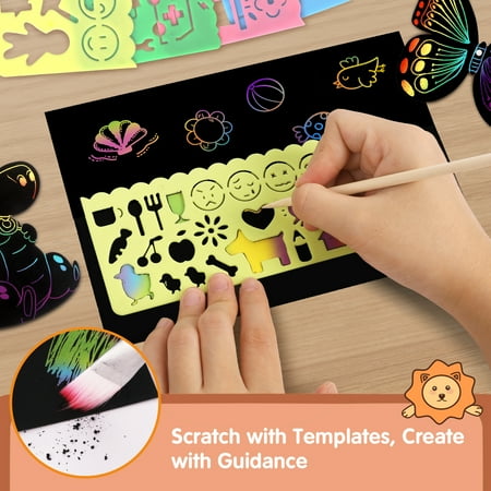 Swtroom Rainbow Magic Scratch Art Craft Kit, 107 Piece
