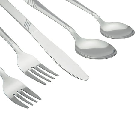Mainstays Swirl 49 Piece Stainless Steel Flatware and Organizer Tray Set, Silver, Service for 8 3.29 lb