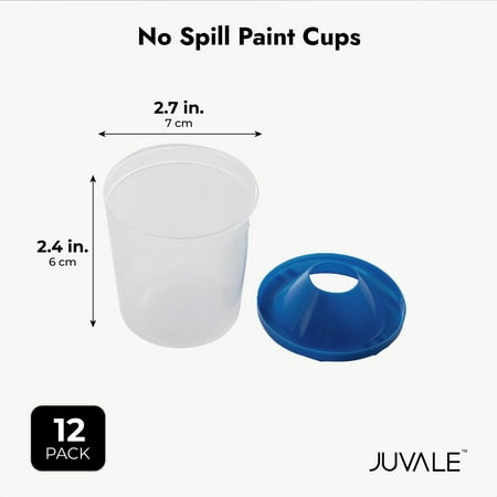 12 Pack No Spill Paint Cups With Lids for Kids, Arts and Crafts Supplies for Classrooms (4 Colors, 3 x 3 In)