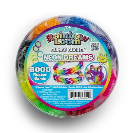 Rainbow Loom Neon Jumbo Bucket with 2X Happy Loom, 7+