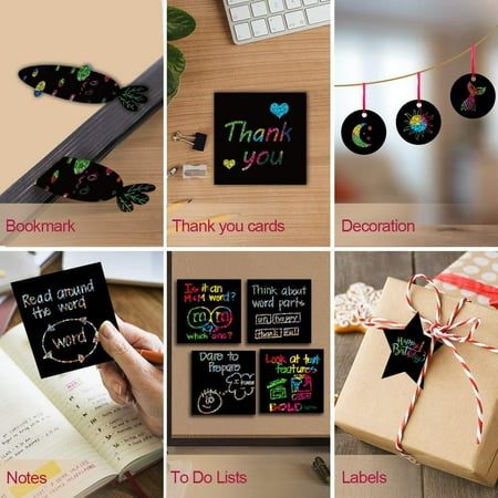 Zenghuiiii 100 Pcs Scratch Off Craft Kit For Kids Color Drawing Note Pad Supply For Girls Boys DIY Party Game Activity Easter Christmas Toy Arts And Crafts for Kids Ages 8-12 Girls, Black, 8.5X8.5cm