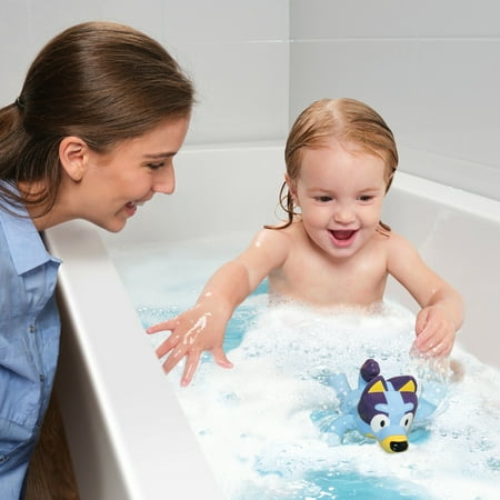 TOMY Toomies Swimming Bluey ? Bluey Bath Toy with Seahorse ? Water Toy for Tub or Pool that Swims on Back or Front ? Suitable From 18 Months