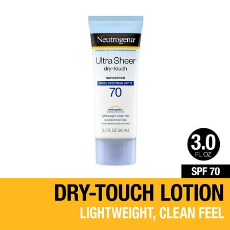 Neutrogena Ultra Sheer Dry-Touch Sunscreen Lotion, SPF 70 Face Sunblock, 3 fl oz, 3.0 fl oz (88 ml)
