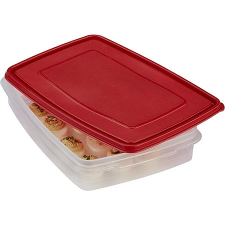 Rubbermaid Egg Keeper Food Storage Container, Clear/Red, 1 Count, 1