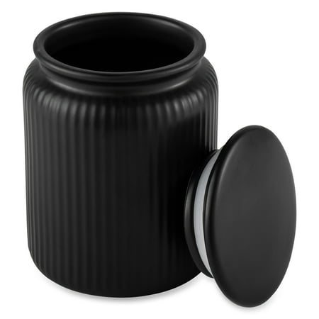 Thyme & Table Medium (815mL) Ceramic Ribbed Kitchen Organization Jar, Black