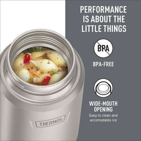 Thermos Vacuum Insulated Food Jar w/ Folding Spoon, 24oz, Matte Stainless