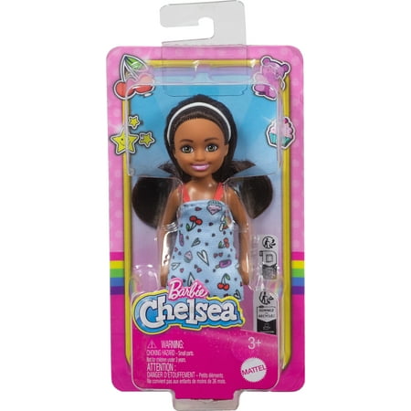 Barbie Chelsea Doll, Small Doll Wearing Removable Blue Dress with Brown Hair & Green Eyes
