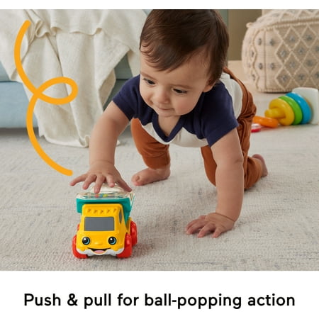 Fisher-Price Poppity Pop Dump Truck Push-Along Toy Ball Popper Vehicle for Infants