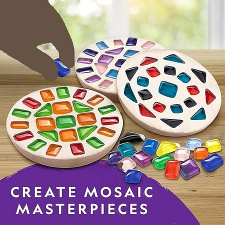 NATIONAL GEOGRAPHIC Mega Arts and Crafts Kit for Kids, Mosaic Kit, Marbling Paint Kit & Air Dry Clay Pottery Kit - Art Projects for Kids Ages 8-12, Crafts for Girls and Boys