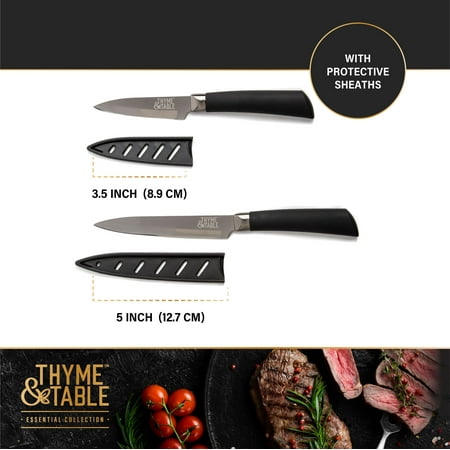 Thyme & Table 3-Piece, Non-Stick Coated High Carbon Stainless Steel Kitchen Knives
